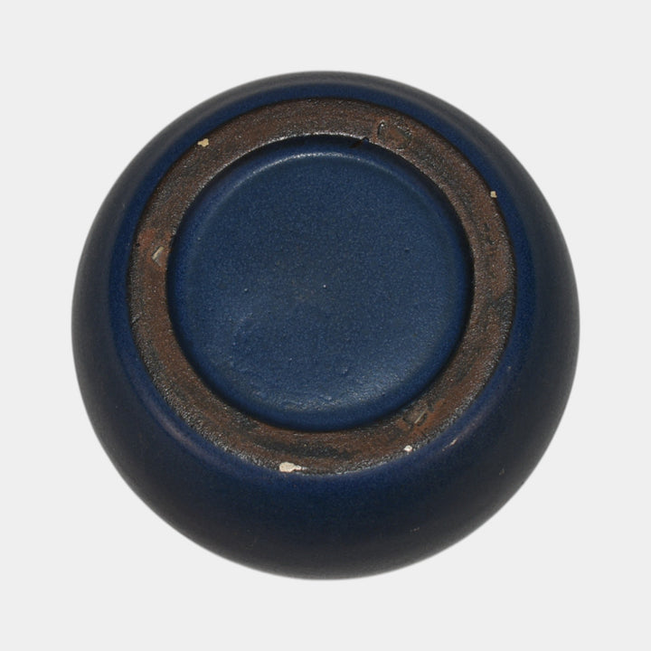 Marblehead Vintage Arts and Crafts Pottery Blue Squat Vase