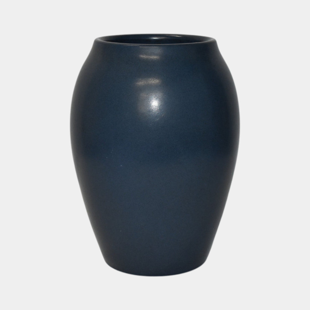 Marblehead Vintage Arts and Crafts Pottery Large Blue Bulbous Ceramic Vase - Just Art Pottery