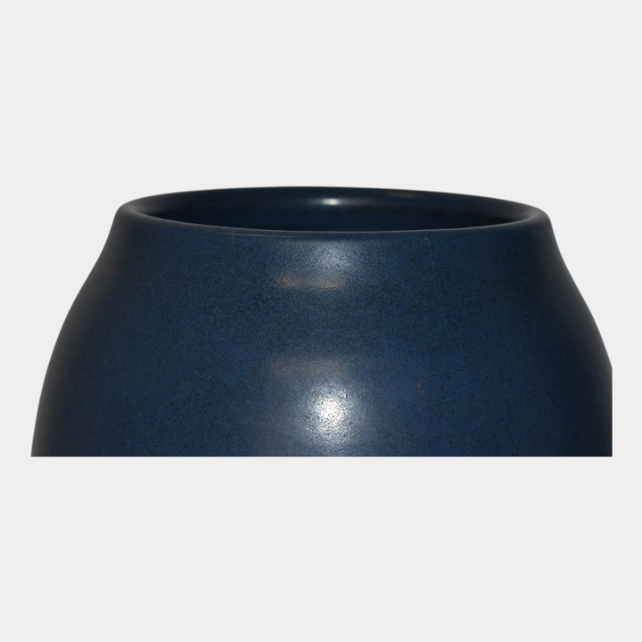 Marblehead Vintage Arts and Crafts Pottery Large Blue Bulbous Ceramic Vase - Just Art Pottery