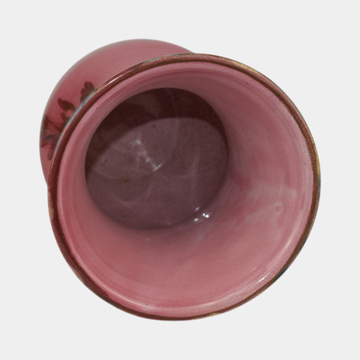 Weller Juneau 1920s Vintage Art Deco Pottery Red Pink Ceramic Flared Rim Vase