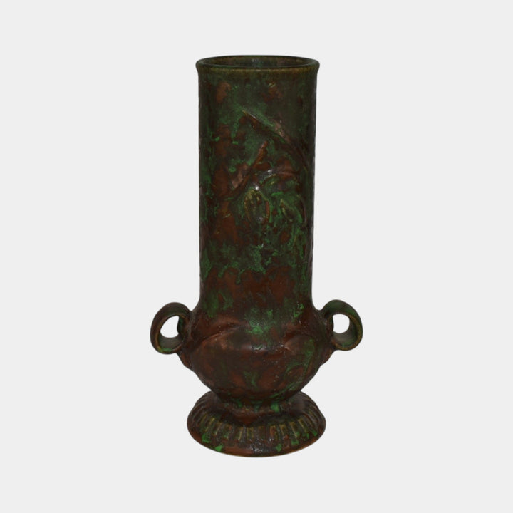 Weller Coppertone 1920s Vintage Arts and Crafts Pottery Matte Green Ceramic Vase