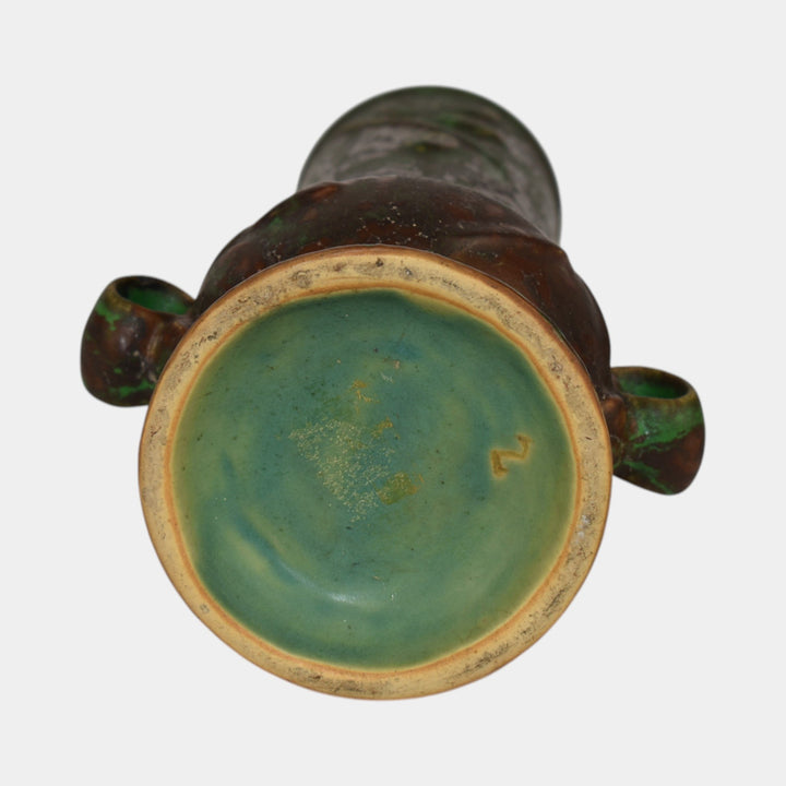 Weller Coppertone 1920s Vintage Arts and Crafts Pottery Matte Green Ceramic Vase
