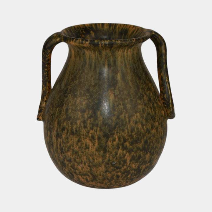 Weller 1920s Vintage Arts and Crafts Pottery Mottled Glaze Variant Handled Vase