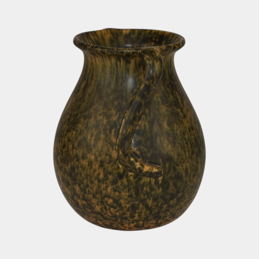 Weller 1920s Vintage Arts and Crafts Pottery Mottled Glaze Variant Handled Vase