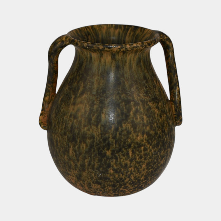 Weller 1920s Vintage Arts and Crafts Pottery Mottled Glaze Variant Handled Vase