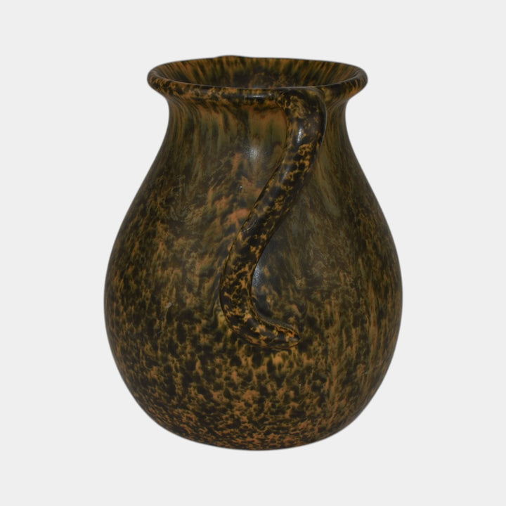 Weller 1920s Vintage Arts and Crafts Pottery Mottled Glaze Variant Handled Vase