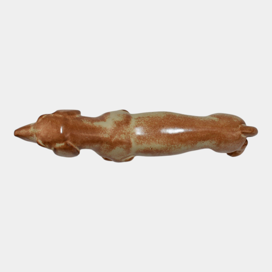 Nicodemus Vintage Pottery Brown Mottled Glaze Ceramic Dachshund Dog Figurine