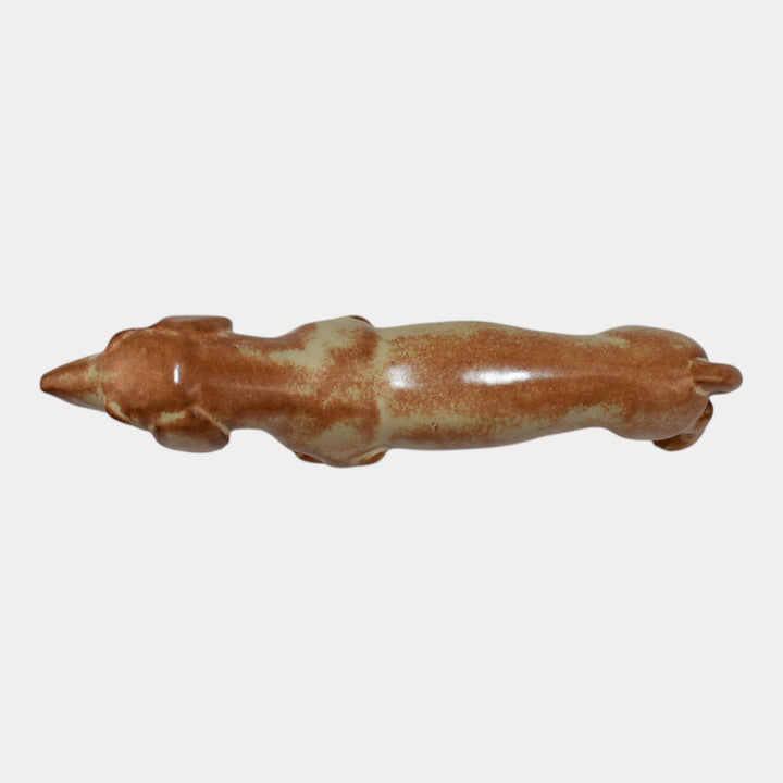 Nicodemus Vintage Pottery Brown Mottled Glaze Ceramic Dachshund Dog Figurine