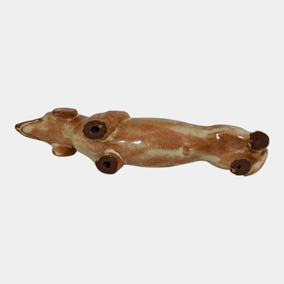 Nicodemus Vintage Pottery Brown Mottled Glaze Ceramic Dachshund Dog Figurine