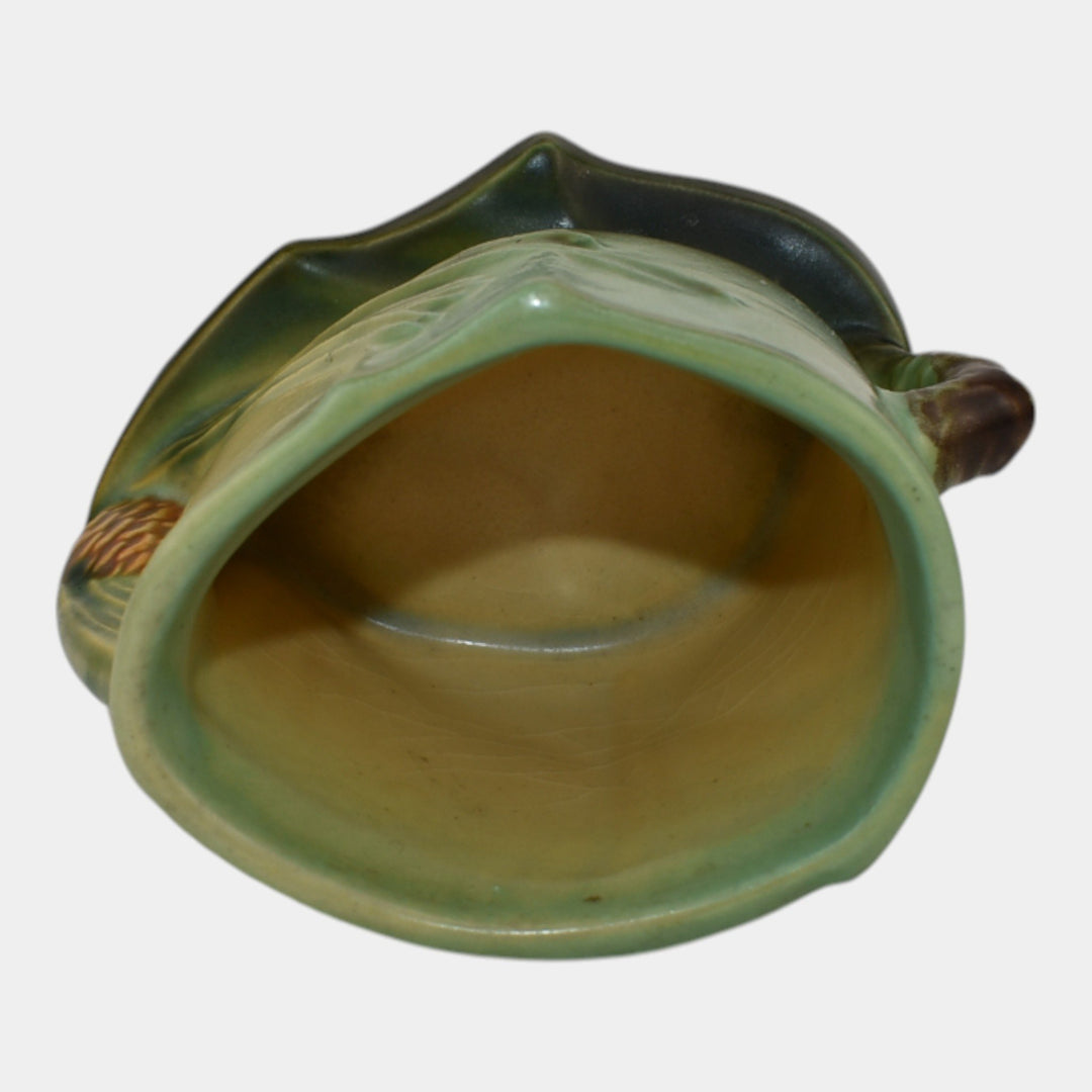 Roseville Pine Cone Green 1940 Vintage Art Pottery Match Stick Holder 498