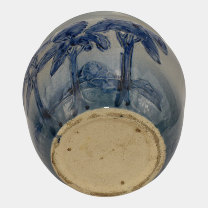 Weller Jap Birdimal Frederick Rhead Art Pottery Blue Scenic Jardiniere Planter