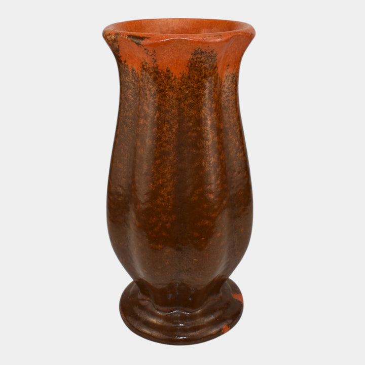 Pfaltzgraff 1930s Vintage Art Deco Pottery Orange Brown Tall Ceramic Vase - Just Art Pottery