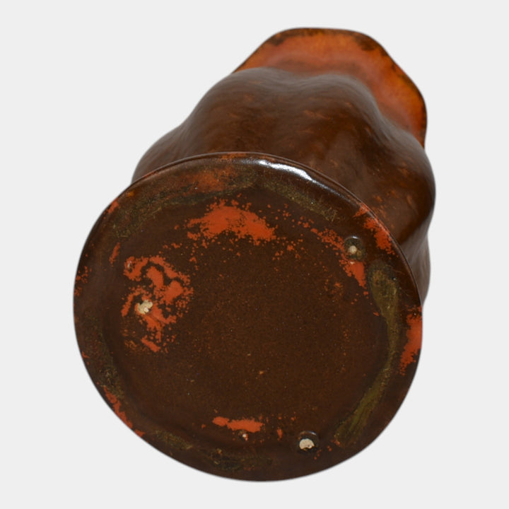 Pfaltzgraff 1930s Vintage Art Deco Pottery Orange Brown Tall Ceramic Vase - Just Art Pottery