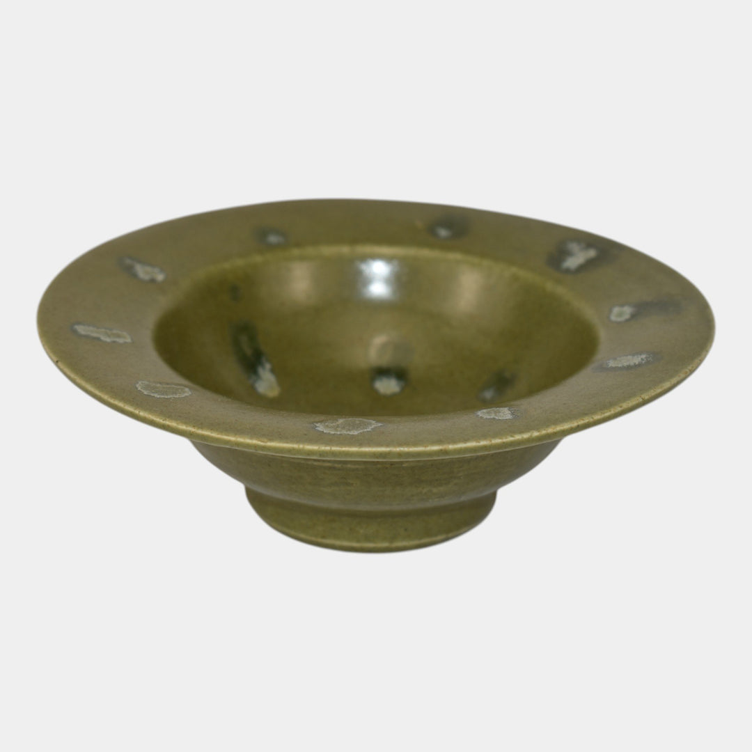 Pigeon Forge Tennessee Pottery Hand Decorated Green Bowl Ferguson - Just Art Pottery