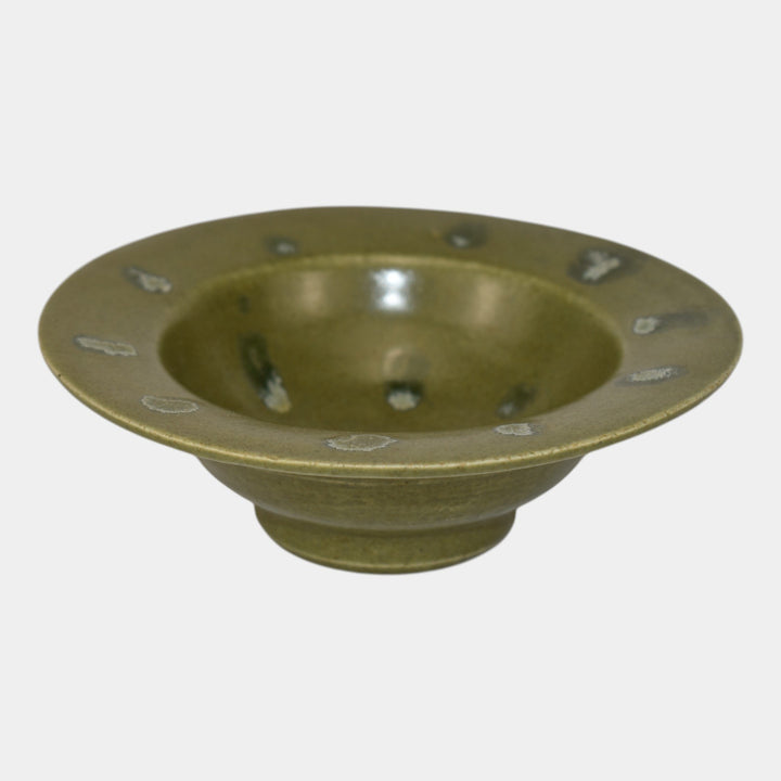 Pigeon Forge Tennessee Pottery Hand Decorated Green Bowl Ferguson - Just Art Pottery