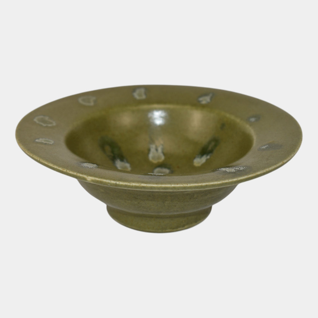 Pigeon Forge Tennessee Pottery Hand Decorated Green Bowl Ferguson - Just Art Pottery