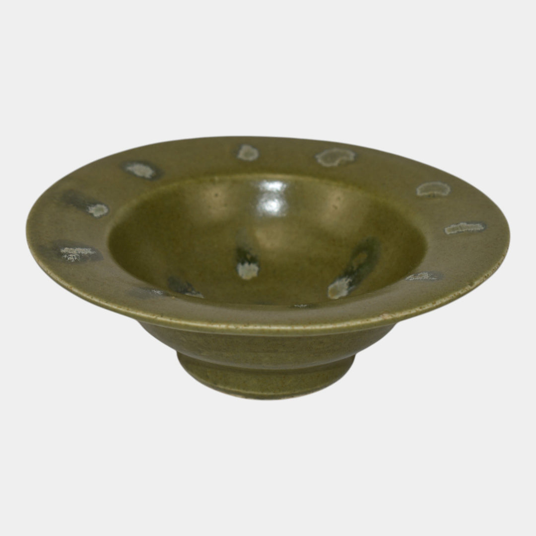 Pigeon Forge Tennessee Pottery Hand Decorated Green Bowl Ferguson - Just Art Pottery