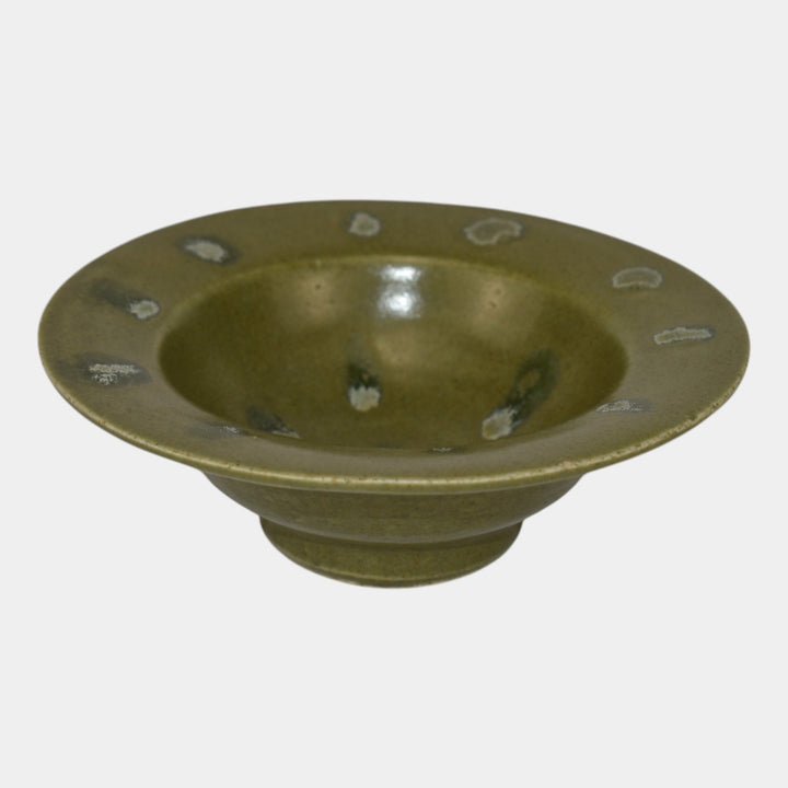 Pigeon Forge Tennessee Pottery Hand Decorated Green Bowl Ferguson - Just Art Pottery