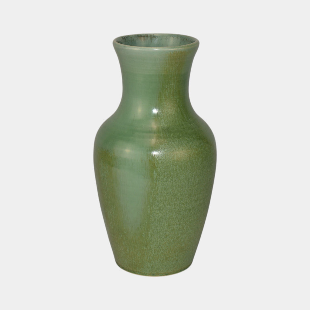 Rushmore Black Hills South Dakota Art Pottery Mottled Matte Green Glazed Vase - Just Art Pottery