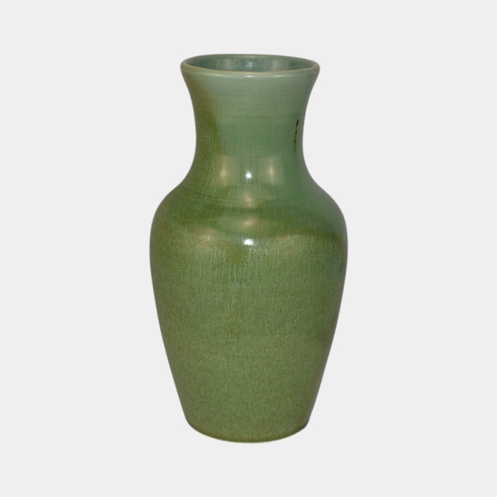 Rushmore Black Hills South Dakota Art Pottery Mottled Matte Green Glazed Vase - Just Art Pottery
