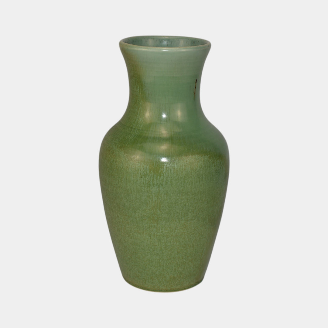 Rushmore Black Hills South Dakota Art Pottery Mottled Matte Green Glazed Vase - Just Art Pottery