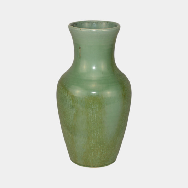 Rushmore Black Hills South Dakota Art Pottery Mottled Matte Green Glazed Vase - Just Art Pottery
