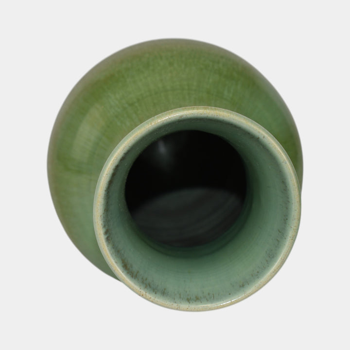 Rushmore Black Hills South Dakota Art Pottery Mottled Matte Green Glazed Vase - Just Art Pottery