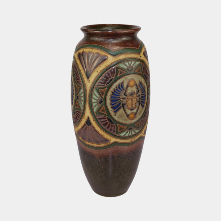 Common Ground Eric Olson Studio Art Pottery 2008 Brown Scarab Vase