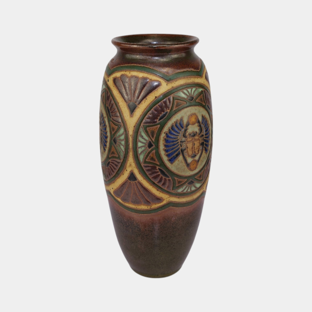 Common Ground Eric Olson Studio Art Pottery 2008 Brown Scarab Vase