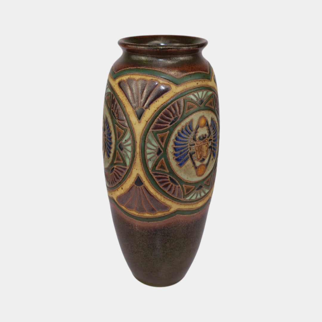 Common Ground Eric Olson Studio Art Pottery 2008 Brown Scarab Vase