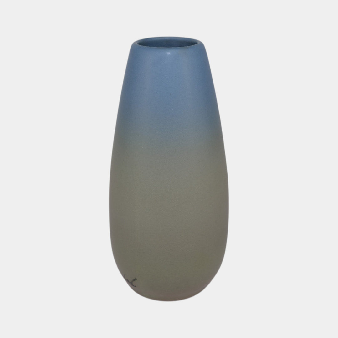Weller Hudson 1920s Vintage Art Pottery Hand Painted Blue Ceramic Vase Hood