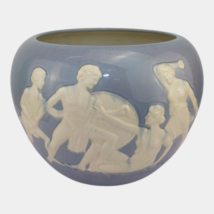 Weller Narona Ware Vintage Art Pottery Blue Ceramic Jardiniere Planter
