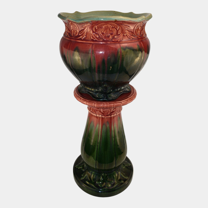 Weller Blended Glaze Vintage Art Pottery Ceramic Jardiniere And Pedestal - Just Art Pottery