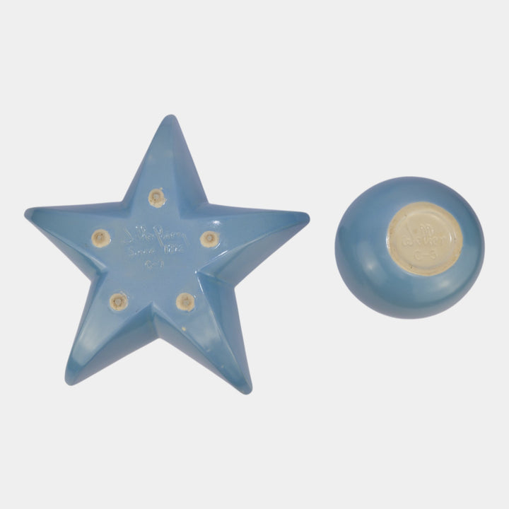 Weller Atlas Vintage Art Pottery Blue Ceramic Star Bowl C-9 And Vase C-3