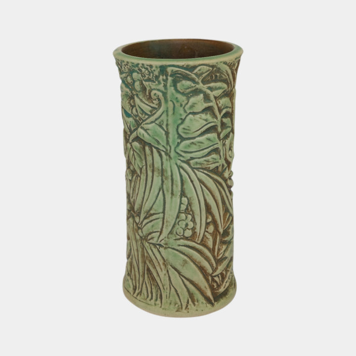 Weller Marvo 1920s Vintage Art Deco Pottery Green Ceramic Vase