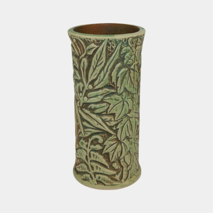 Weller Marvo 1920s Vintage Art Deco Pottery Green Ceramic Vase