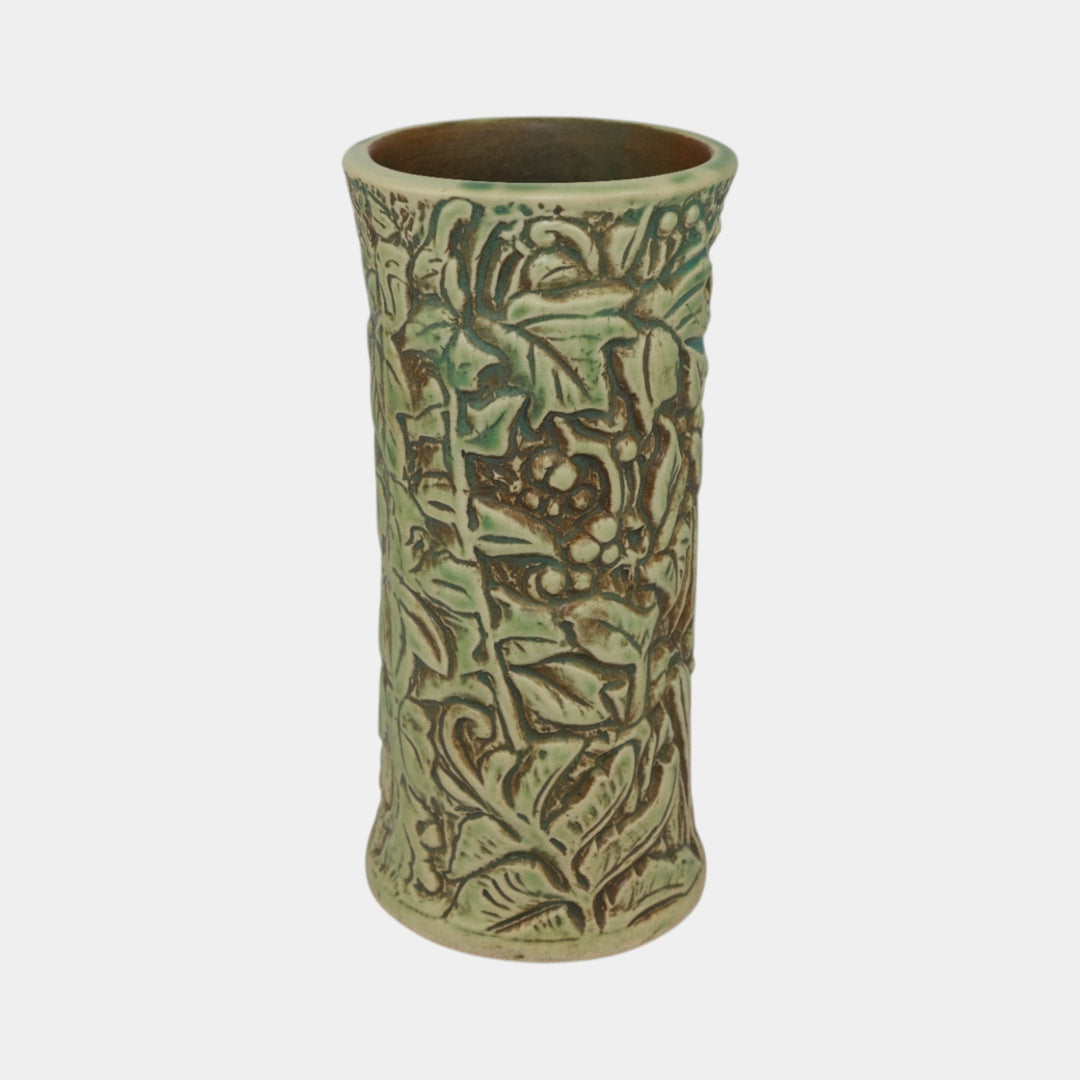 Weller Marvo 1920s Vintage Art Deco Pottery Green Ceramic Vase