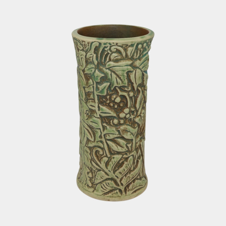 Weller Marvo 1920s Vintage Art Deco Pottery Green Ceramic Vase