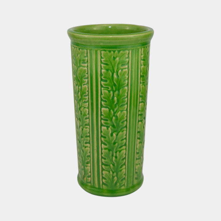 Weller Orris 1915 Vintage Arts And Crafts Pottery Green Oak Leaves Vase