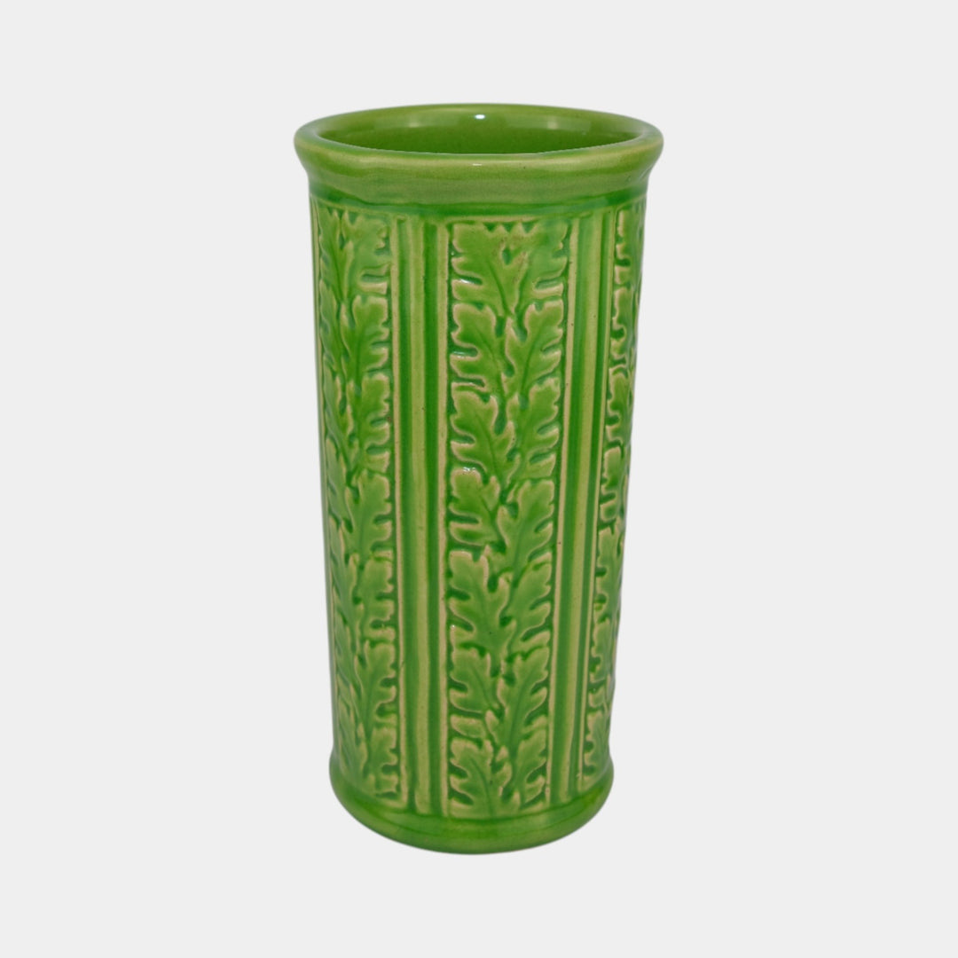 Weller Orris 1915 Vintage Arts And Crafts Pottery Green Oak Leaves Vase