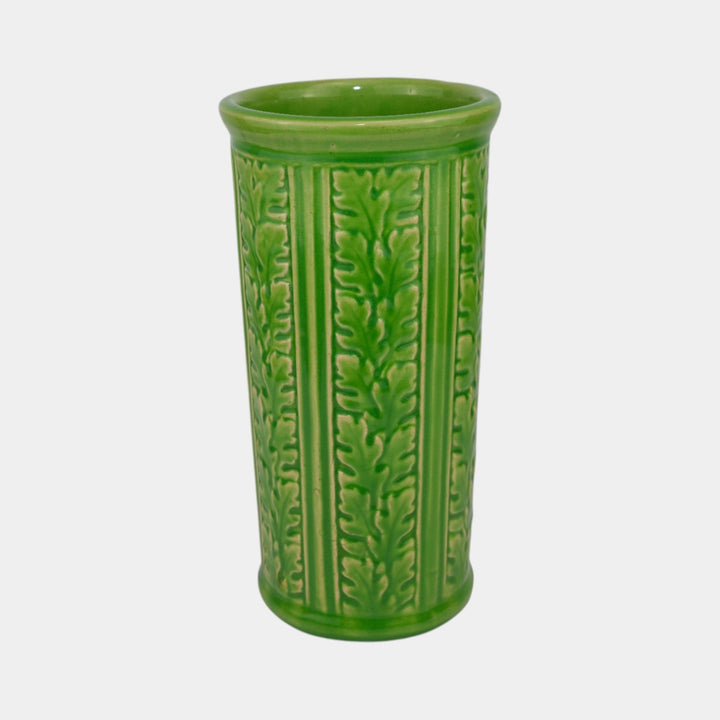 Weller Orris 1915 Vintage Arts And Crafts Pottery Green Oak Leaves Vase