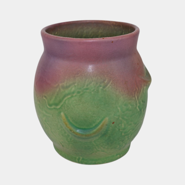 Weller Elberta 1930s Vintage Art Deco Pottery Green Pink Ceramic Vase