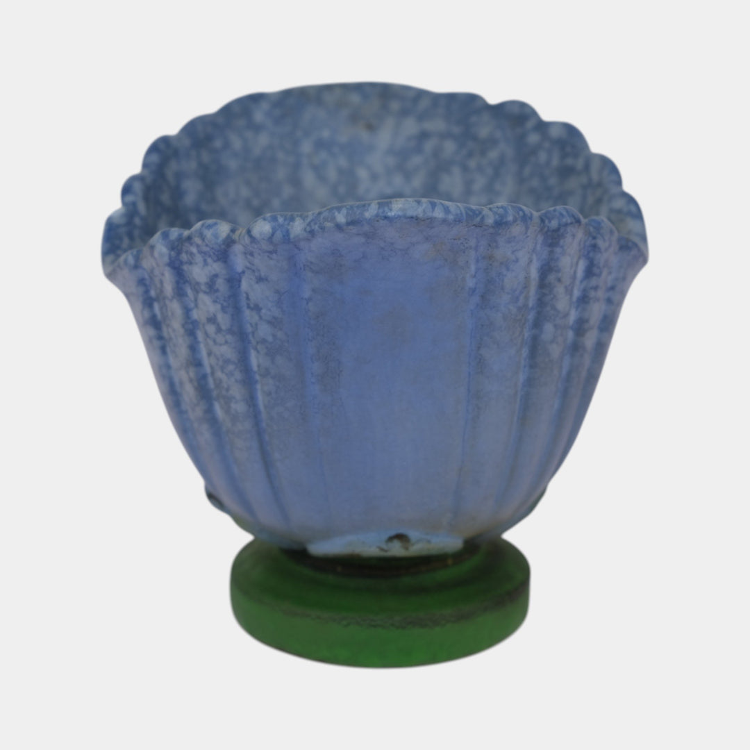 Weller Sydonia 1920s Vintage Art Deco Pottery Mottled Blue Ceramic Vase
