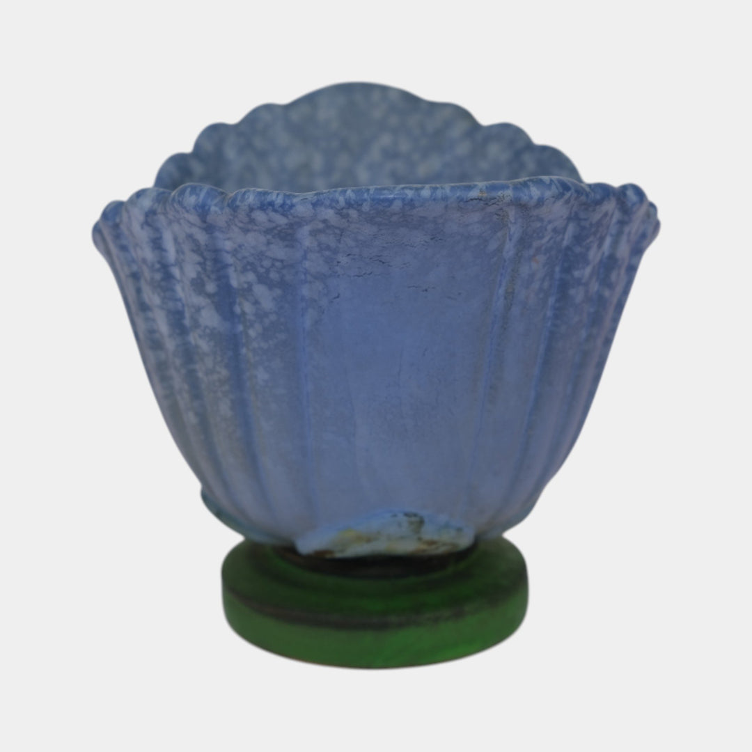 Weller Sydonia 1920s Vintage Art Deco Pottery Mottled Blue Ceramic Vase