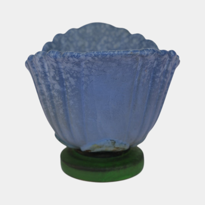 Weller Sydonia 1920s Vintage Art Deco Pottery Mottled Blue Ceramic Vase
