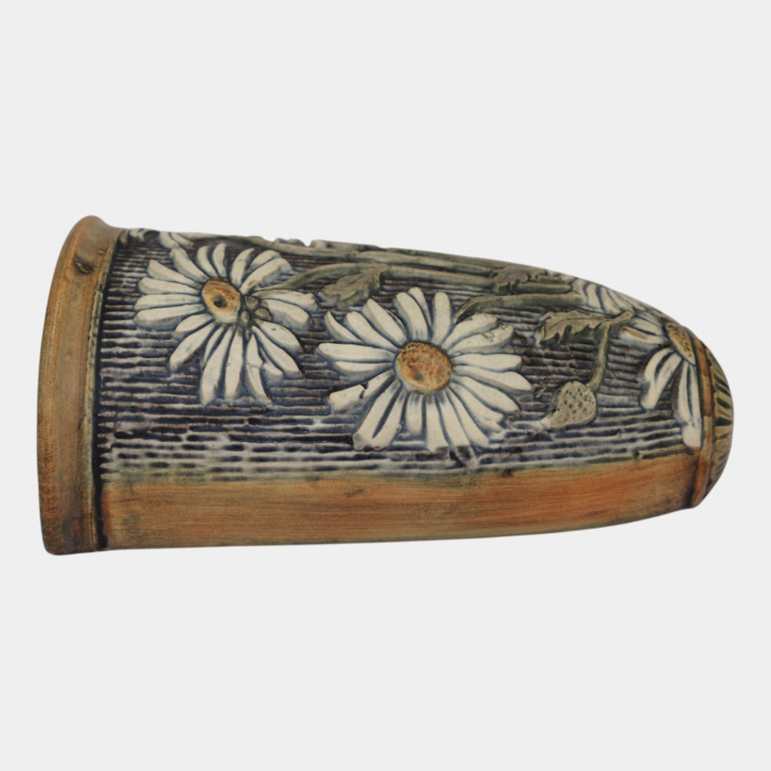 Weller Knifewood Selma Vintage Art Pottery Brown Stylized Daisy Wall Pocket