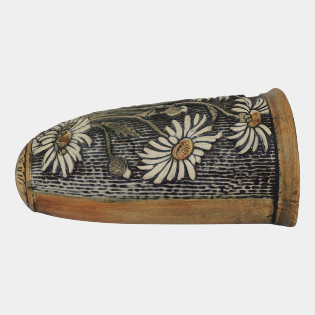 Weller Knifewood Selma Vintage Art Pottery Brown Stylized Daisy Wall Pocket