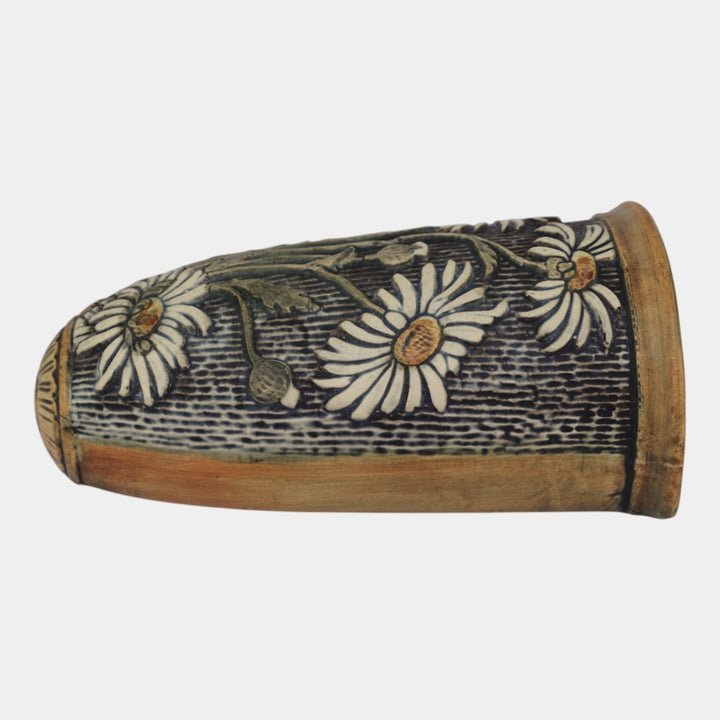 Weller Knifewood Selma Vintage Art Pottery Brown Stylized Daisy Wall Pocket