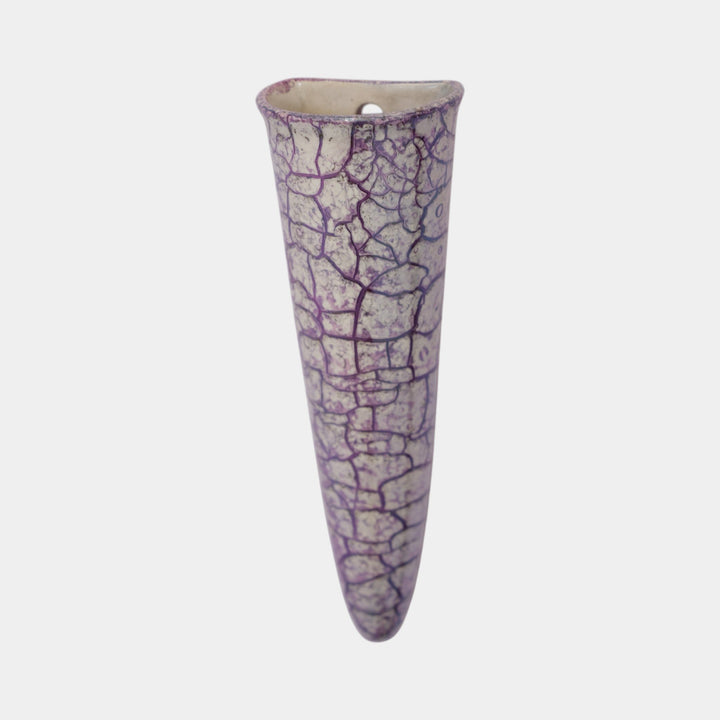 Weller Cloudburst 1921 Vintage Art Pottery Purple Crackle Pattern Wall Pocket