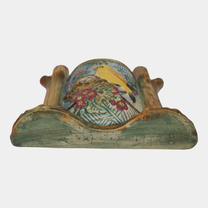Weller Glendale 1920s Art Pottery Bird Nest Double Bud Wall Pocket